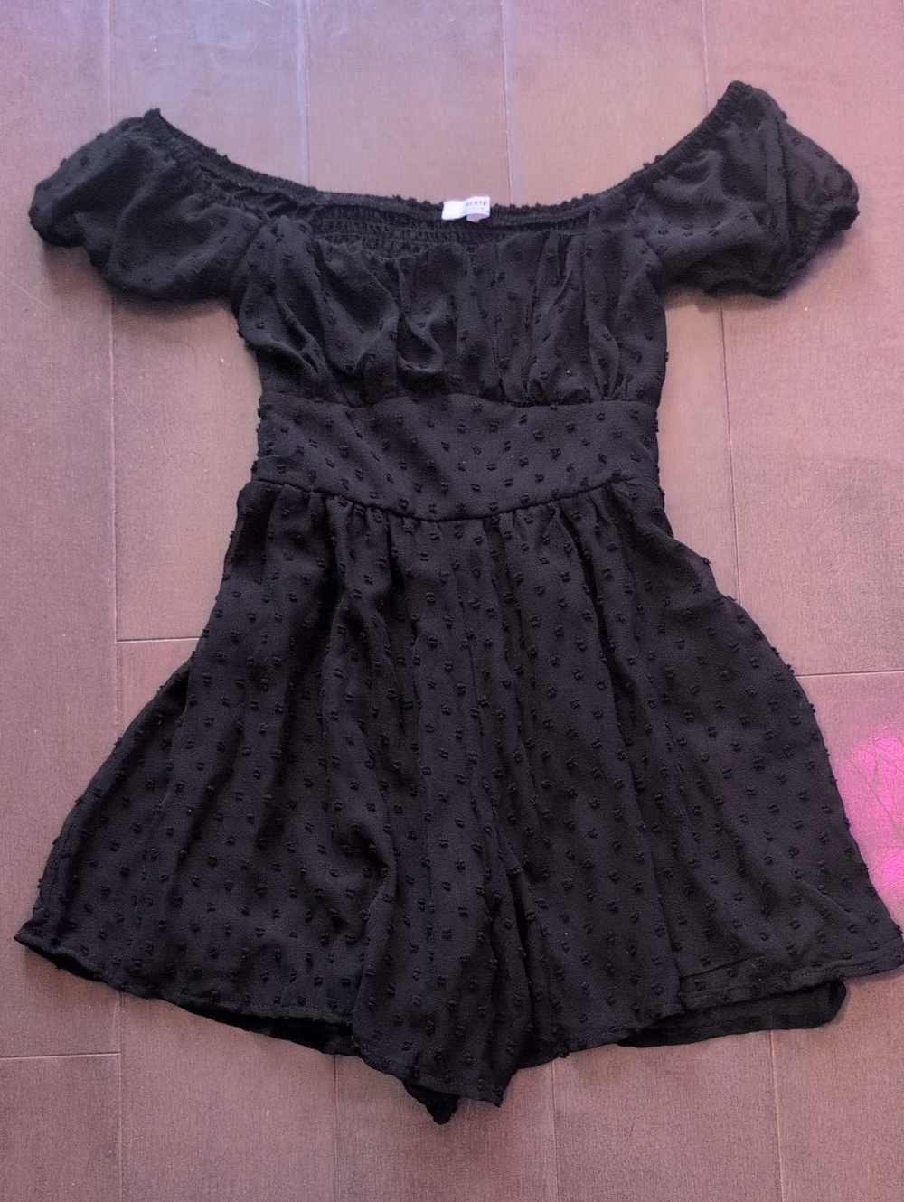 Ardene Black Off-Shoulder Textured Romper